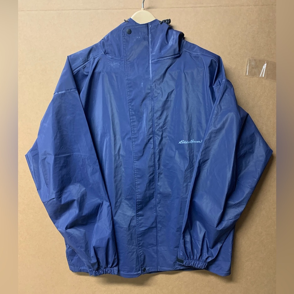 Vintage Eddie Bauer Women’s Navy Blue Waterproof Hooded Raincoat - Women’s Large